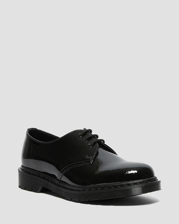 Zapatos Oxford Dr Martens 1461 Made in England Mono Charol Cuero Mujer Negros | MX 438JPQ